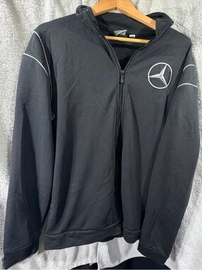 Puma Men’s Black Zip-Up Track Jacket with White Piping With The Mercedes Benz